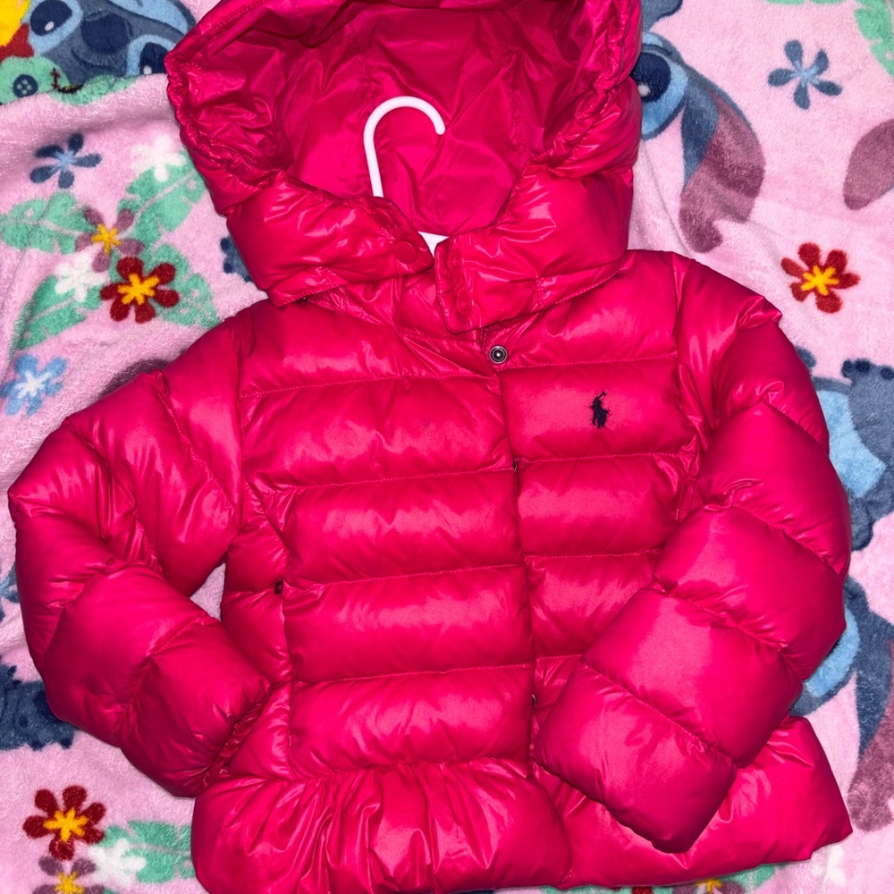 Ralph Lauren Bright Pink Hooded Puffer Jacket